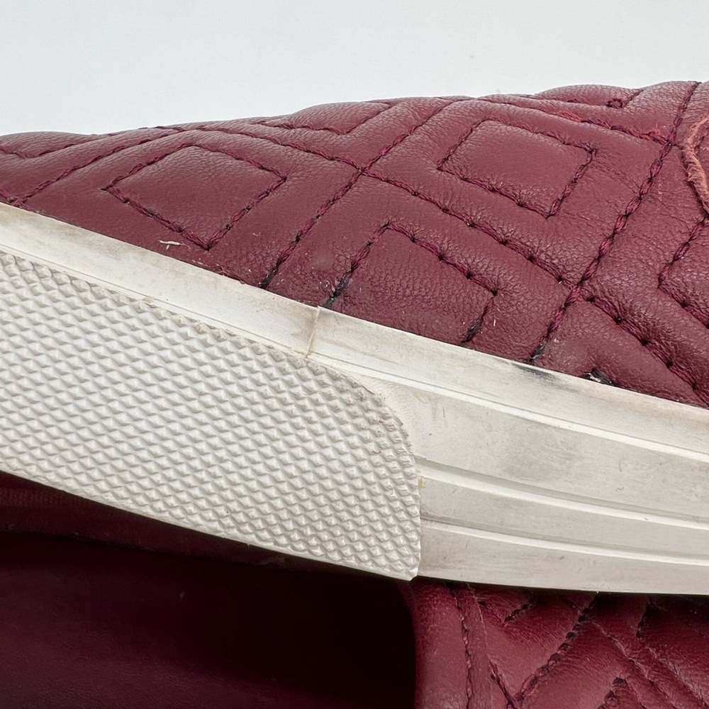 Tory Burch Womens Quilted Slip-On Sneakers Burgundy Wine Size 9 - Picture 8 of 14